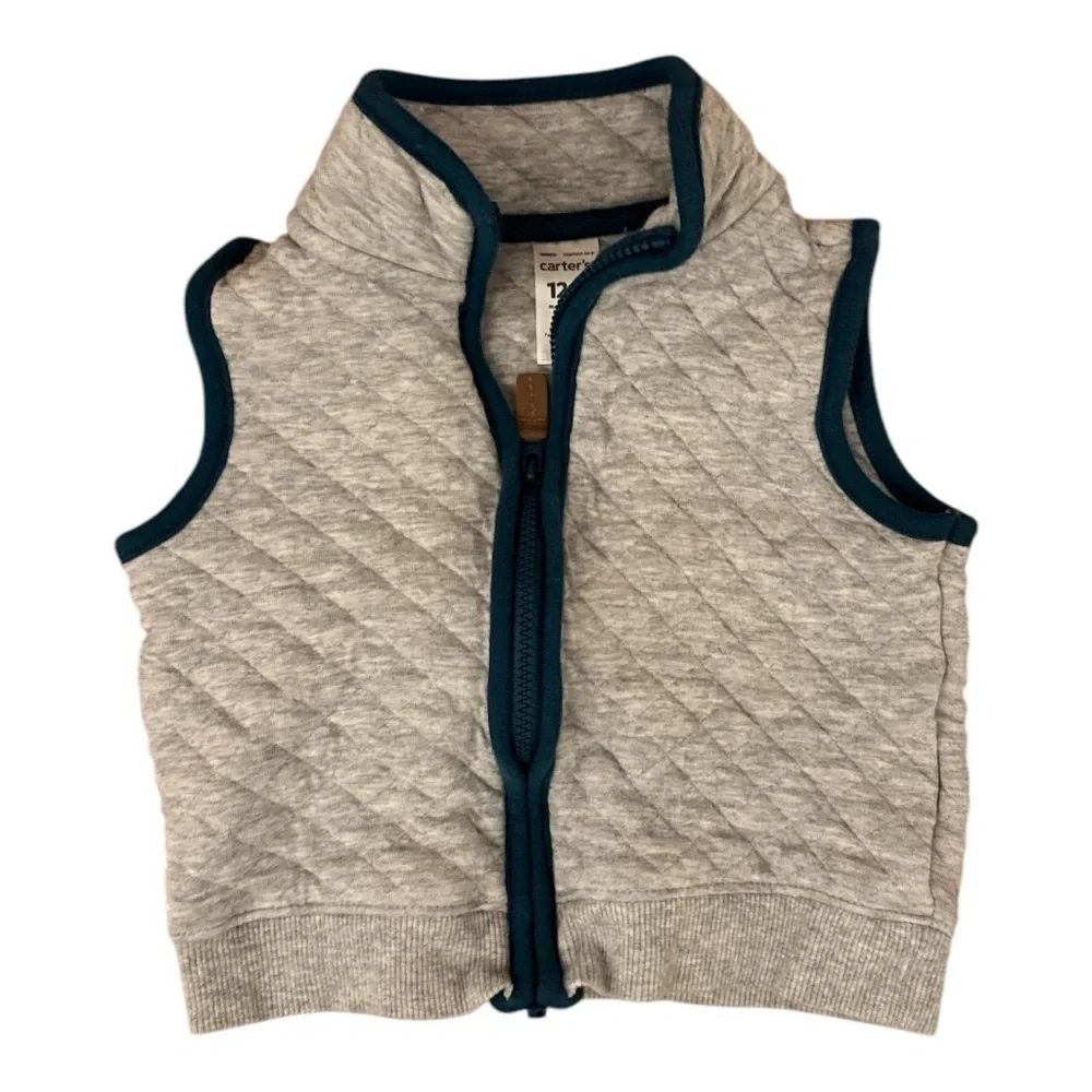 OLD NAVY VEST BOY 12 MONTHS GRAY AND BLUE.